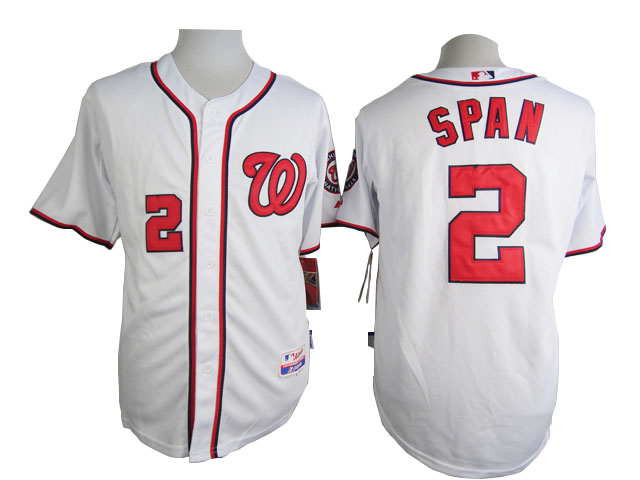 Men Washington Nationals 2 Span White MLB Jerseys